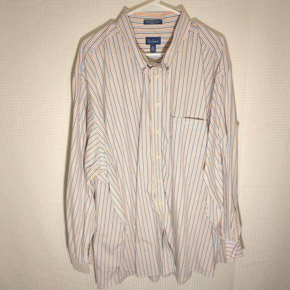 Paul Fredrick 4XL Striped Cotton Sport Shirt Men Multicolor LS Button Down - Picture 1 of 5